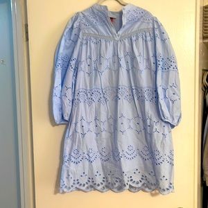 Light blue eyelet dress, fully lined, size Small